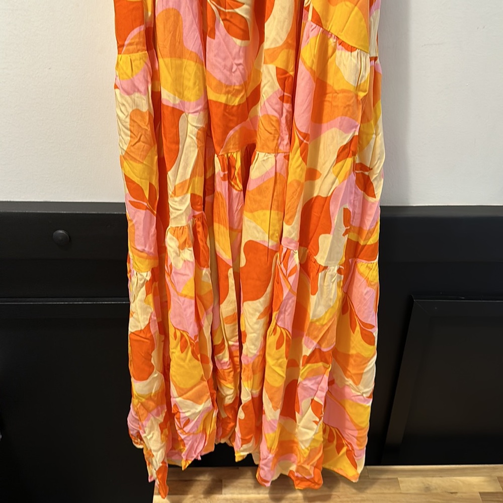 Abel The Label Anthropologie Orange Pink Boho Maxi Dress - Picture 4 of 6